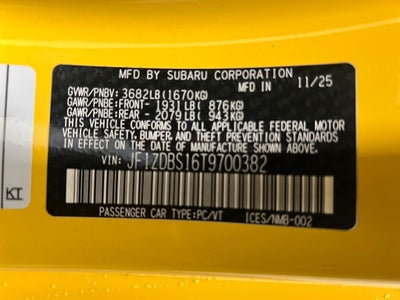 2026 Subaru BRZ Series. Yellow