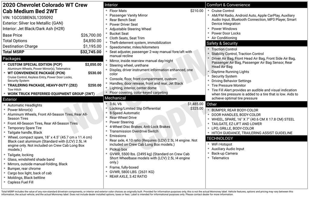 2020 Chevrolet Colorado Work Truck