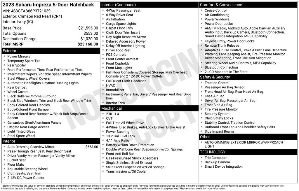 2023 Subaru Impreza Base