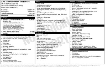 2018 Subaru Outback 2.5i Limited