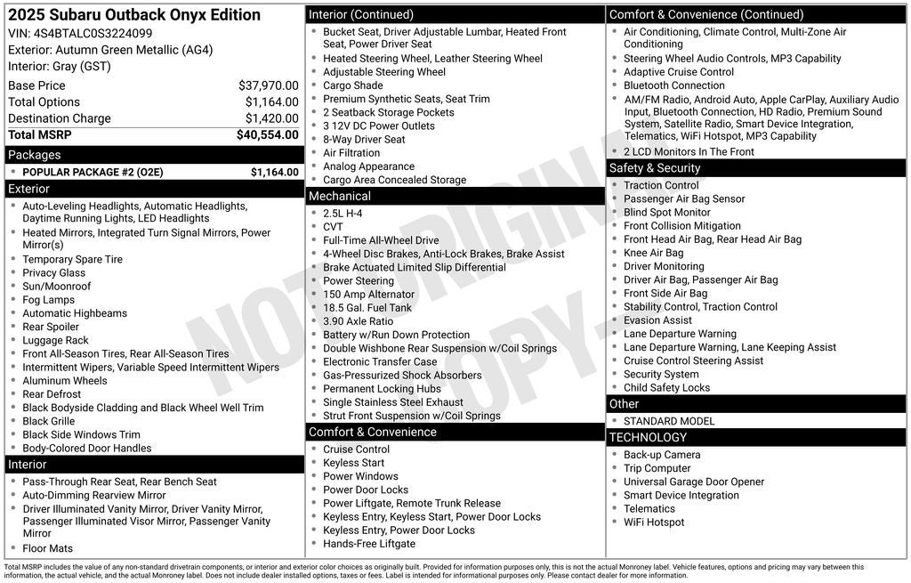 2025 Subaru Outback Onyx Edition