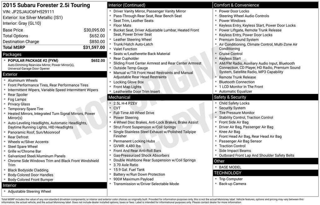 2015 Subaru Forester 2.5i Touring