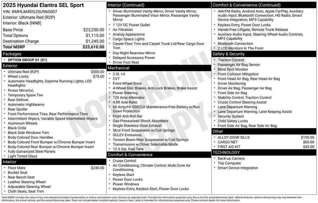 2025 Hyundai Elantra SEL Sport