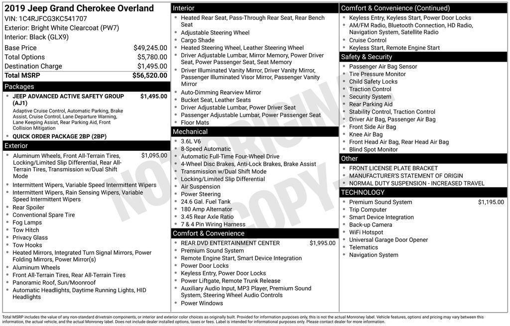 2019 Jeep Grand Cherokee Overland
