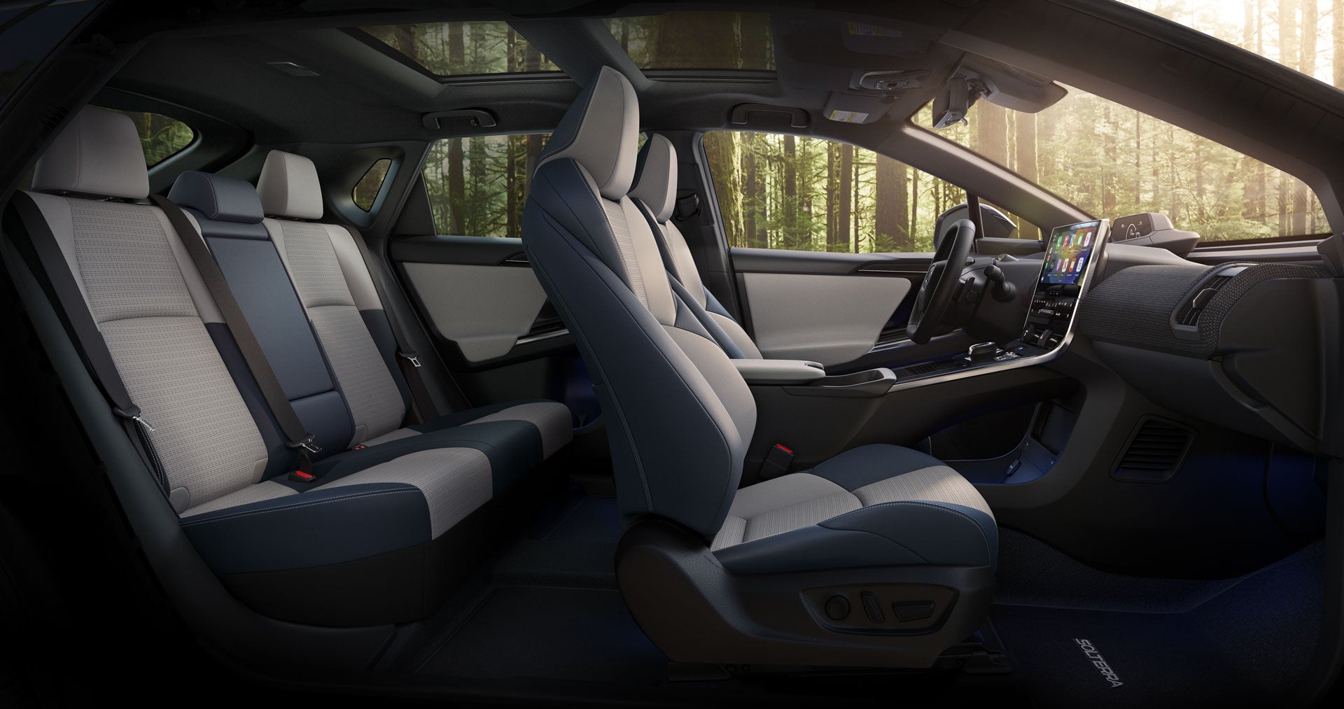 2025 Subaru Solterra Touring Shown in Gray & Blue StarTex