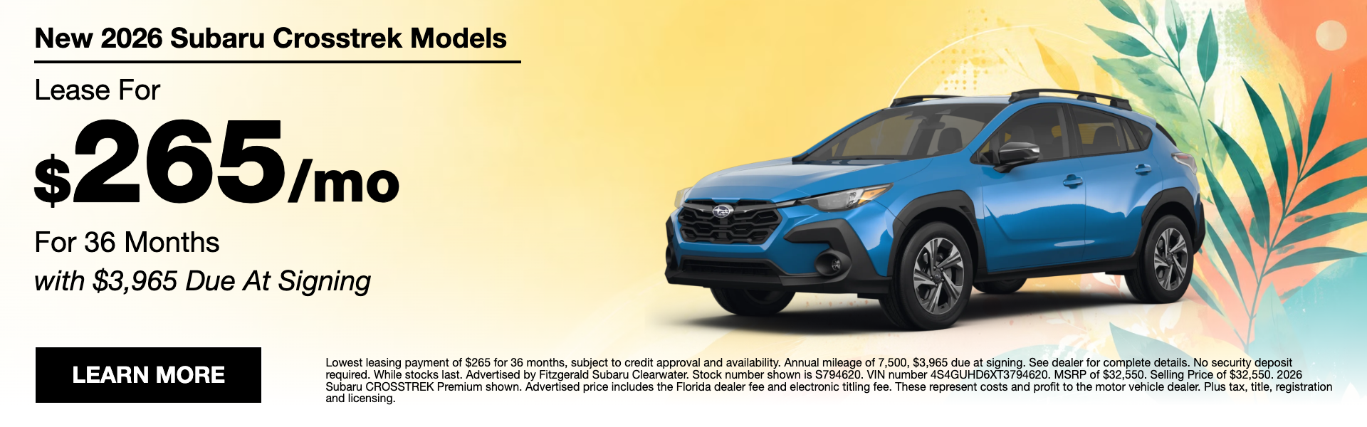 New 2026 Subaru Crosstrek Lease
