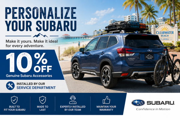 Personalize Your Subaru with 10% Off Accessories
